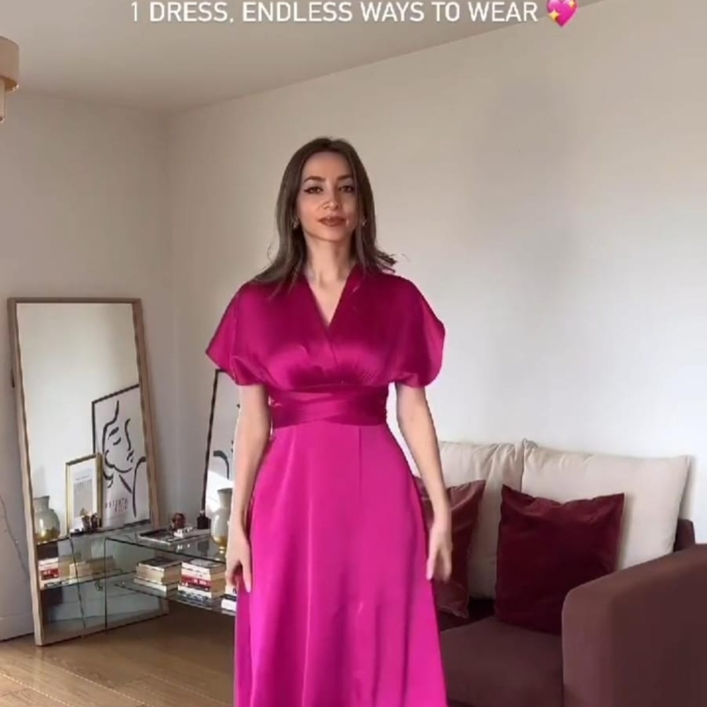 Chic Fuchsia Midi Dress